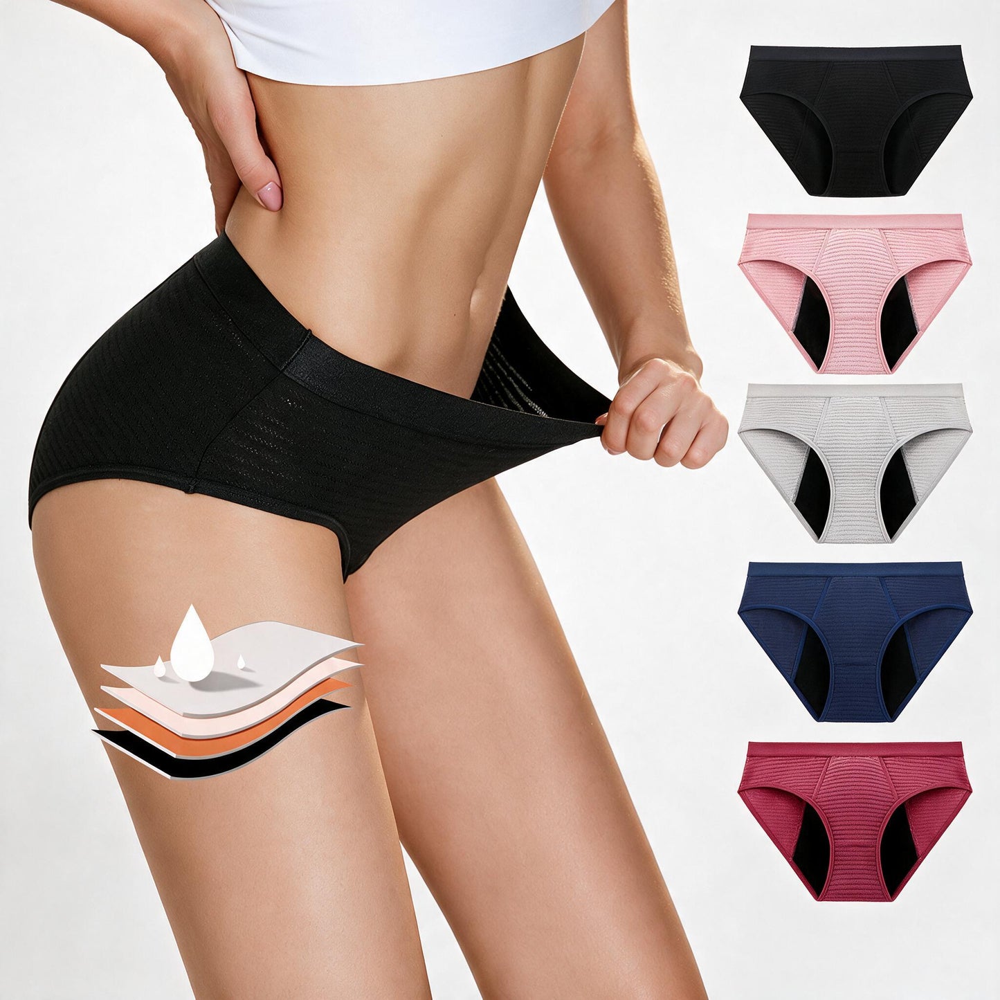 Leakproof Period Underwear – Heavy Flow Reusable Menstrual Briefs 3-Pack