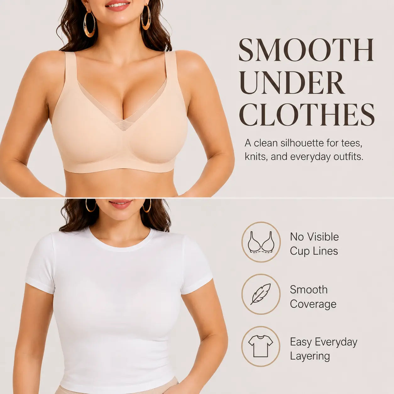 Ultra Soft Jelly Bra for Women – Wireless Seamless Everyday Bra with Lift Support & Back Smoothing