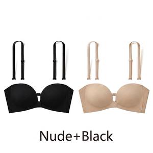 No-Slip Front Closure Push-Up Strapless Bra, 7 Ways to Wear, Seamless Full Support Tube Bra for Summer Dresses & Off-Shoulder Tops