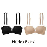 No-Slip Front Closure Push-Up Strapless Bra, 7 Ways to Wear, Seamless Full Support Tube Bra for Summer Dresses & Off-Shoulder Tops