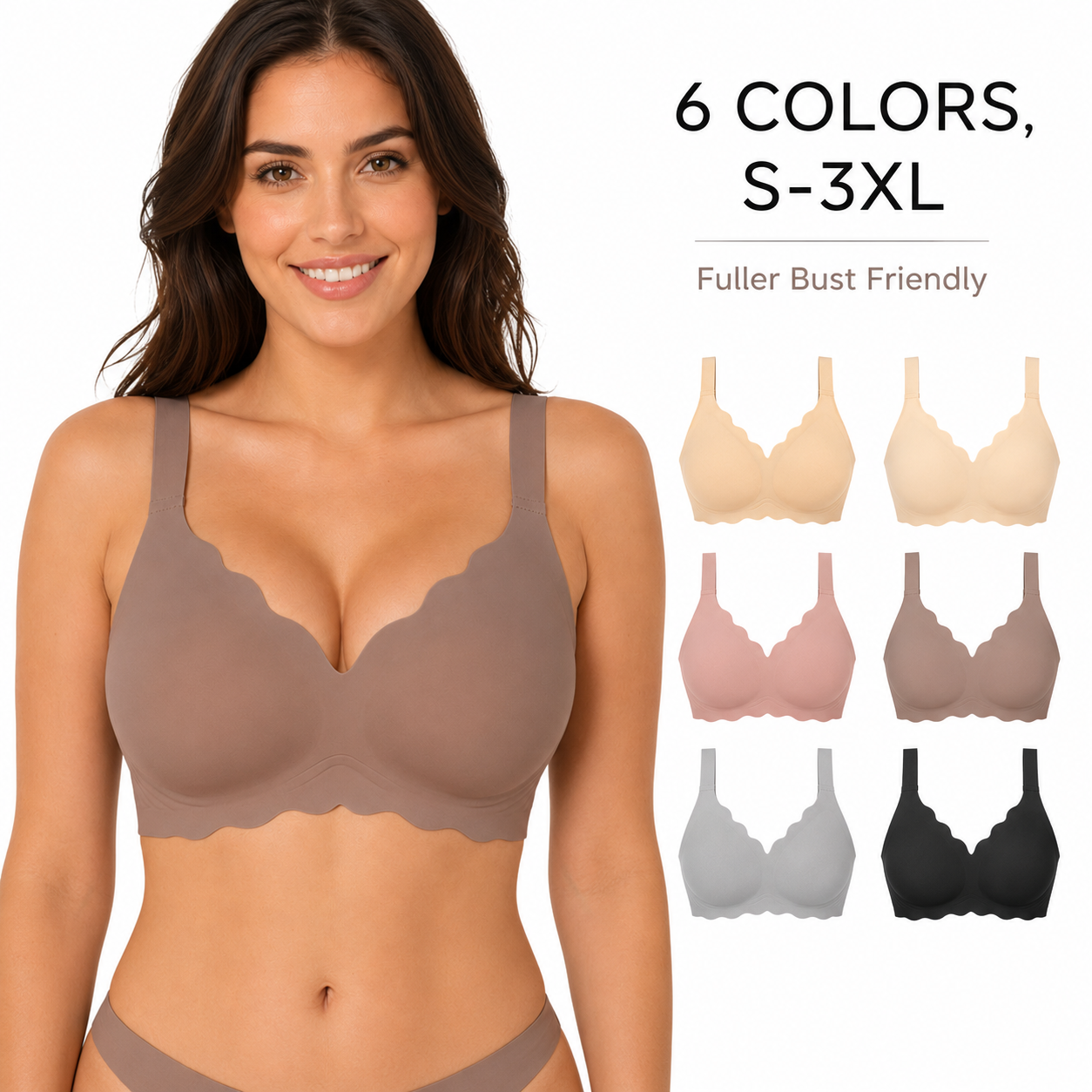 Wave Pattern Wireless Bra – Full Support Lift & Side Smoothing