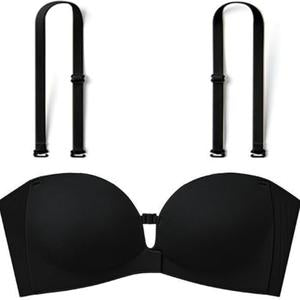 No-Slip Front Closure Push-Up Strapless Bra, 7 Ways to Wear, Seamless Full Support Tube Bra for Summer Dresses & Off-Shoulder Tops