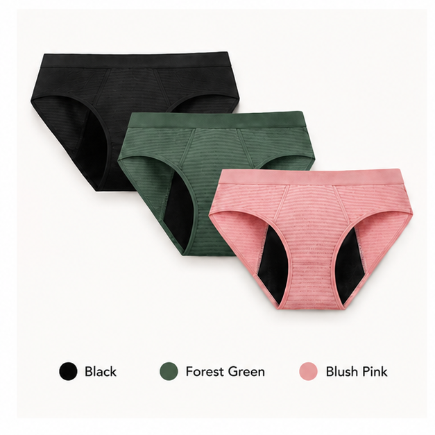 Leakproof Period Underwear – Heavy Flow Reusable Menstrual Briefs 3-Pack